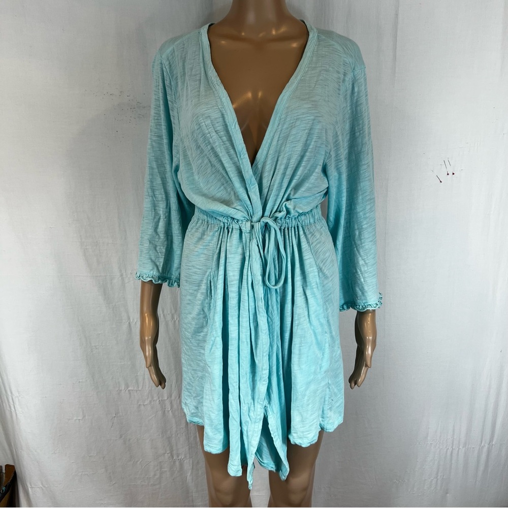 BETSYVILLE women’s Robe. SzL. Aqua blue. Drawstring Tie.   Pockets